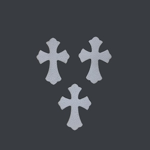 3Pcs Chr0m e Genuine Leather White Hearts Patch Punk Cross Applique Denim Jacket Bag Accessories Custom DIY Sewing Design Cross