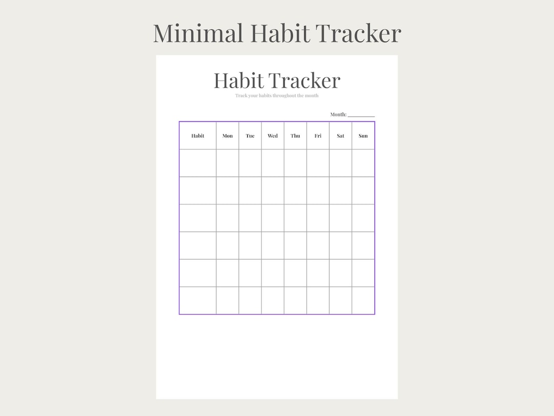 Minimal Habit Tracker Printable | Monthly Habit Tracker PDF | A4 Habit ...