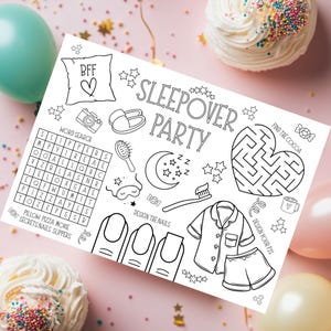 Sleepover Coloring Page: Printable Slumber Party Game (Instant Download)