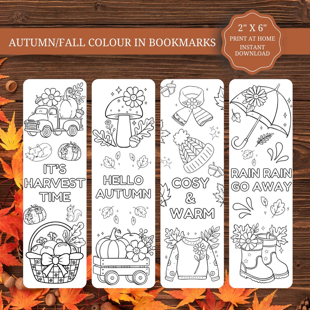 Autumn Colour in Bookmarks | Printable Activity PDF | Fall Designs for ...