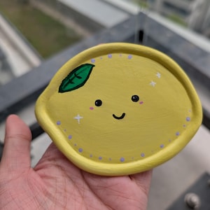 Handmade Lemon Trinket Dish: Kawaii Clay Jewelry Holder