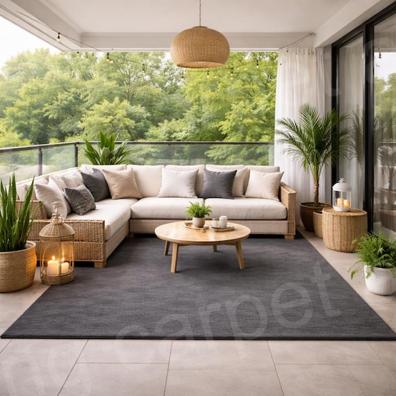 Minimalist Grey Area Rug – Modern Living Room Carpet