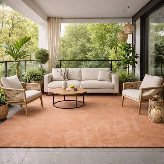 Hand-Tufted Peach Beige Rug | Minimalist Modern Style