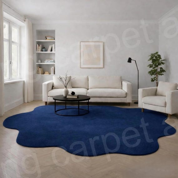 Navy Blue Cloud Rug | Handmade Tufted Kids Room Carpet