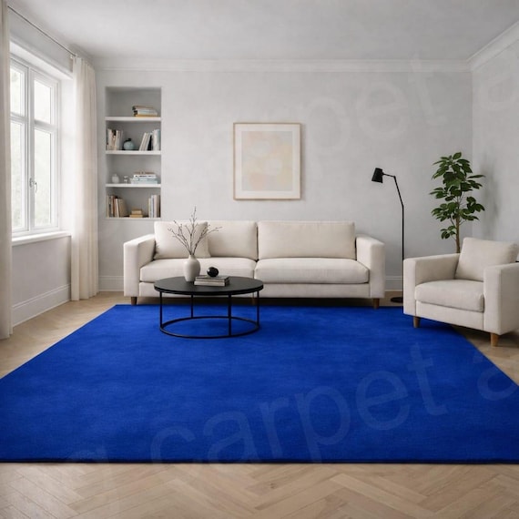 10x14 Solid Royal Blue Handmade Tufted Rug home decor for living room bedroom hall