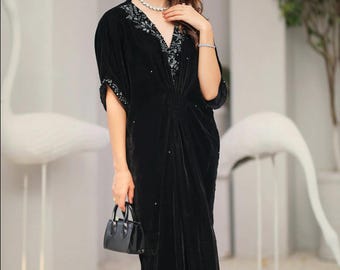 Zwart fluwelen kaftan