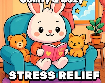 Coloring Book Stress Relief Printable Digital PDF Cute Animals Relaxation Coloring Fall