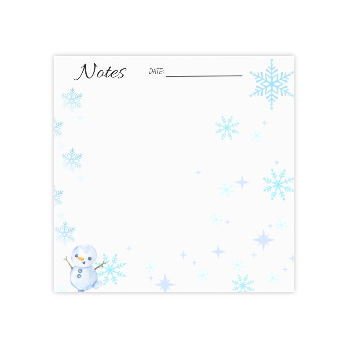 Snowflake Gift Notes Snowflake Snowman Note Pad, Winter Stationery - Etsy