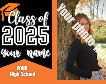 Graduation Sign Black and Orange