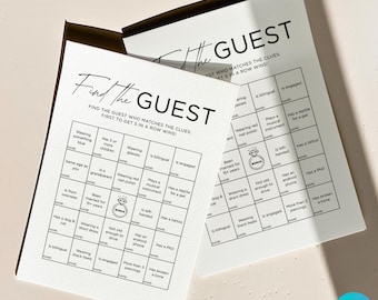 Find the Guest Bingo Game Wedding Games for Reception Bingo Cards Game Wedding Custom Printable Bridal Shower Guessing Game Bingo Template