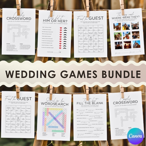 Wedding Games Bundle Wedding Table Games for Reception Couple Shower Game Engagement Party Wedding Games Custom Bridal Shower Games