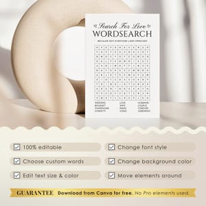 Editable Wordsearch Puzzle Wedding Table Games