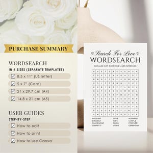 Printable Wedding Wordsearch Couples Game