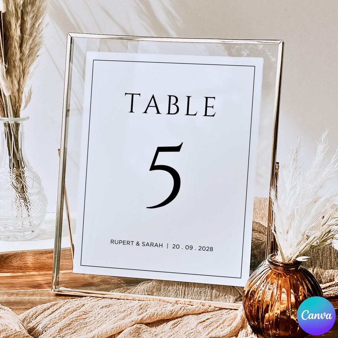 Editable Wedding Table Number Template Canva Table Number Wedding ...