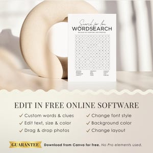 Custom wedding wordsearch template editable
