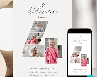 Editable 4th Birthday Invitation Canva Template Kids Digital Fourth Birthday Invite Boy 4th Birthday Printable Girl Fourth Birthday Invite