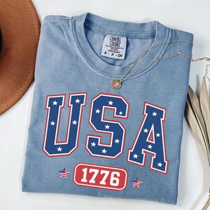 USA Comfort Colors Shirt: Vintage Patriotic 4th of July Tee