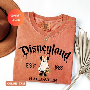 Comfort Colors® Retro Mickey Minnie Halloween Couple Shirts, Mickey Ghost Shirt, Minnie Ghost Shirt, Spooky Season Shirt, Disney Halloween