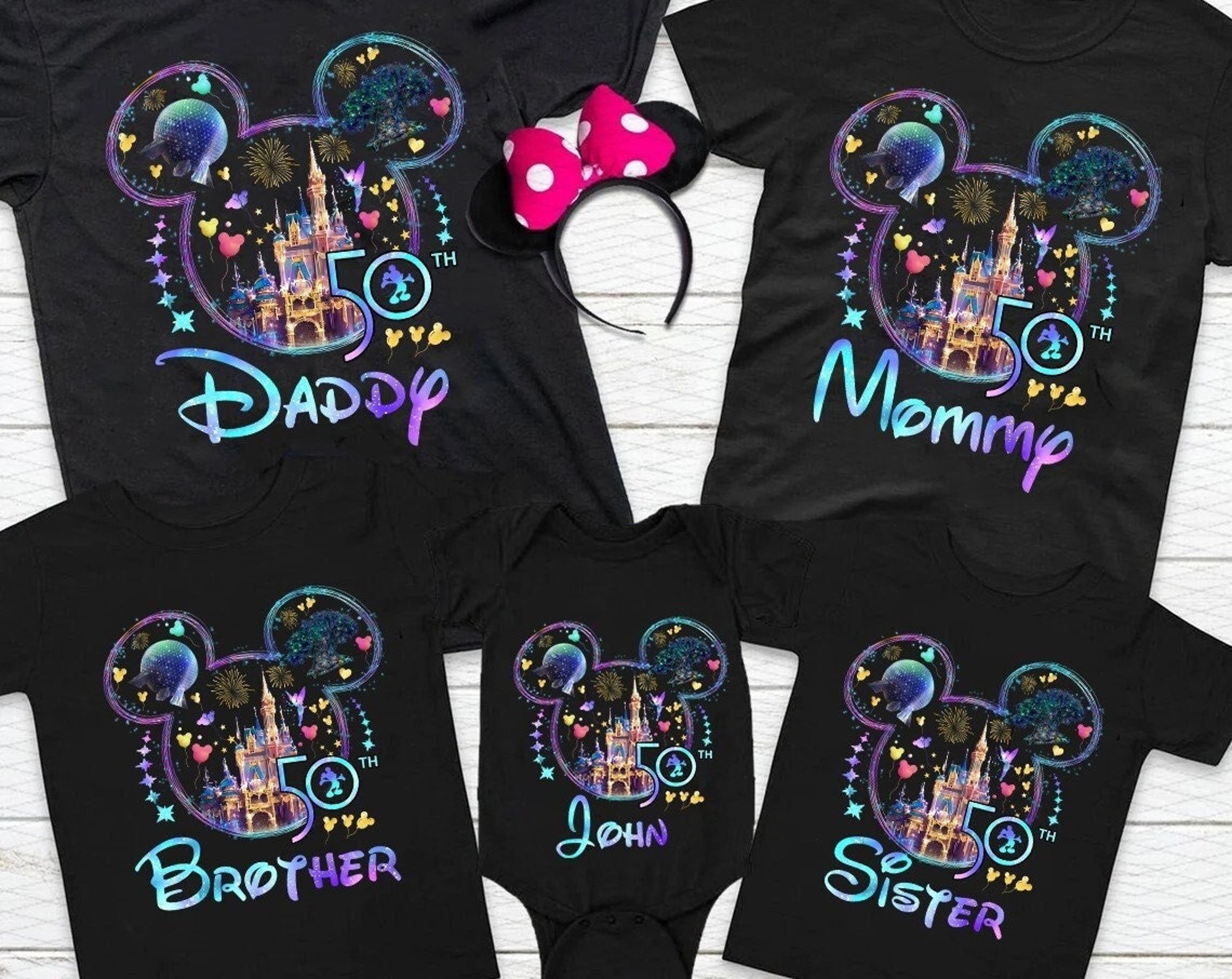 Personalisiertes Disney 50. Jahrestag Familienshirt, Disney Familienurlaub Matching Familie Tshirt Personalisiertes Disney 50. Jahrestag Familienshirt, Disney Familienurlaub Matching Familie Tshirt