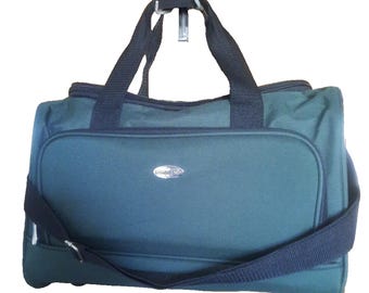 Pierre Cardin Green Canvas Carry-on Travel Bag Luggage w/ Shoulder Strap Handles