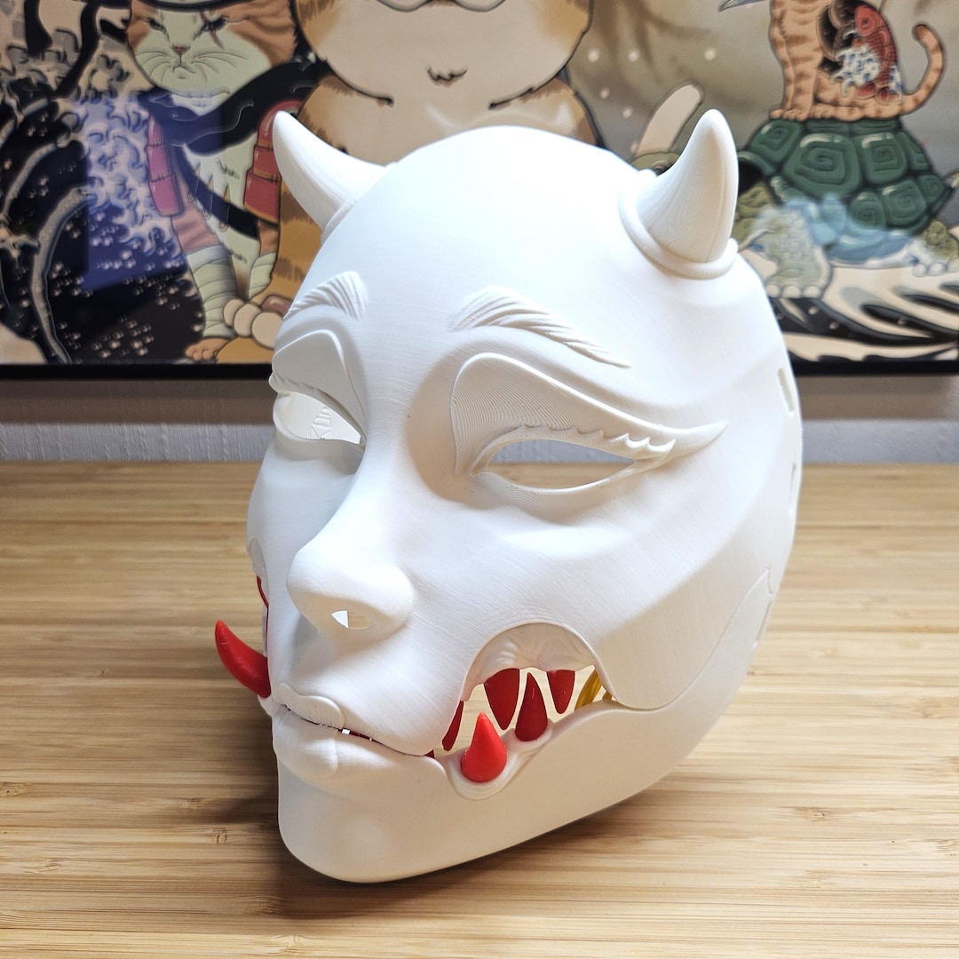 Kuchisake onna Demon Mask Two piece 3D Printed Japanese Urban Legend kuchisake-onna-demon-mask-two-piece-3d-printed-japanese-urban-legend