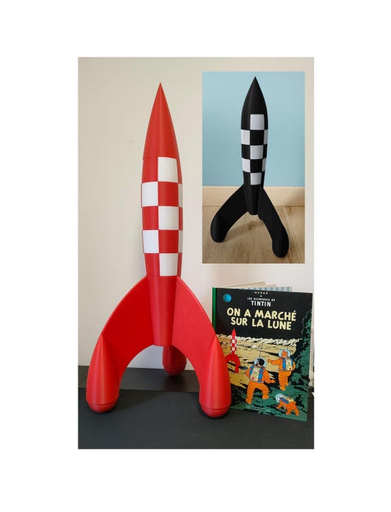 Fusée Artisanale 54cm – Style Tintin (Objectif Lune) – Occasion