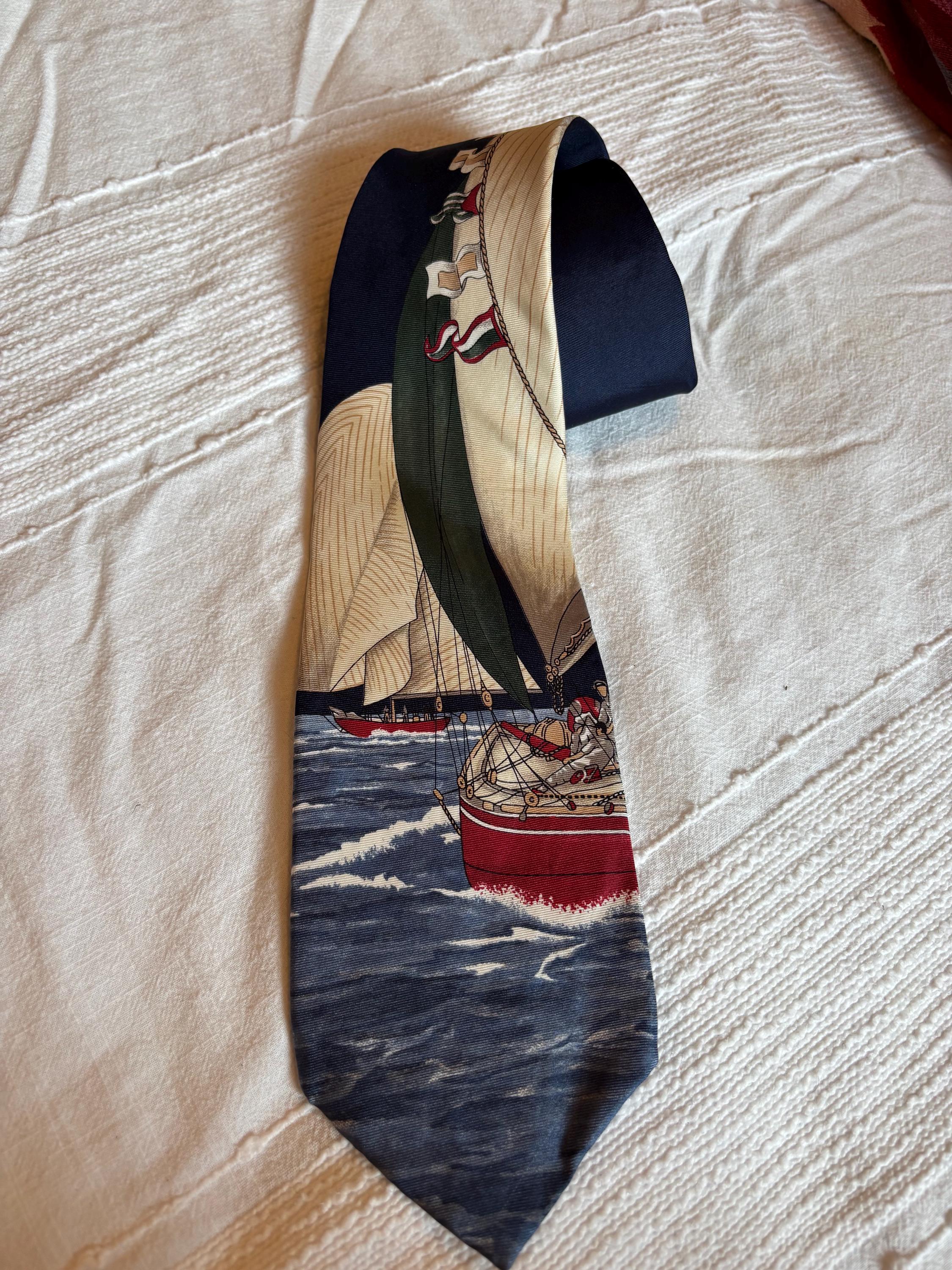 Cravate Homme Richel Thème Nautique Voile - Occasion Très Bon état, Fabrication USA