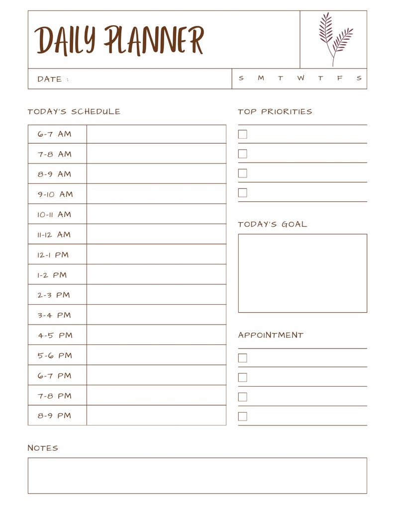 Minimalist Daily Planner Printable - Undated A4 & US Letter | Soft ...