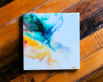 Abstract Fluid Art Canvas Painting | Coral Veil Resin Wall Decor