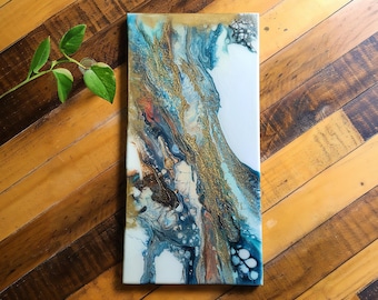 Gilded Acrylic Fluid Art Painting | Modern Metallic Home Gift