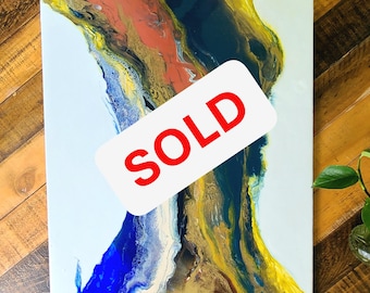 Original Abstract Fluid Art Painting: Molten Symphony, 18x24 Canvas