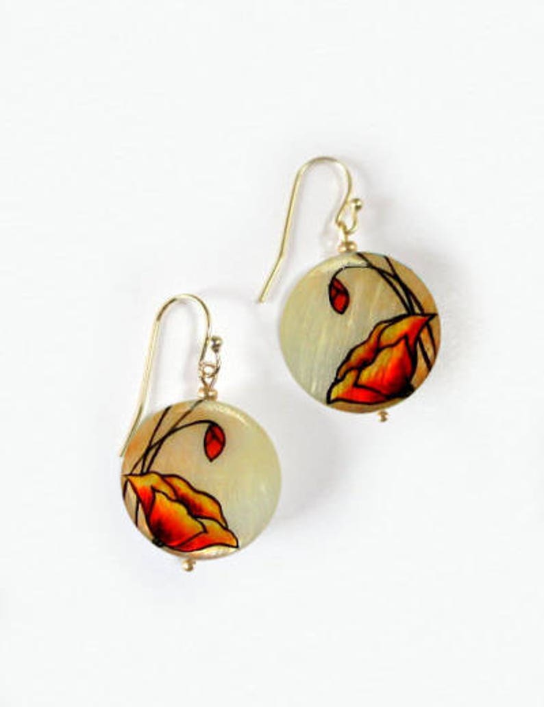 Red Poppy earrings Poppy flower earrings Mothers Day gift Poppy dangle earrings Unique Gifts for Her Gift for mom sister gift for girlfriend