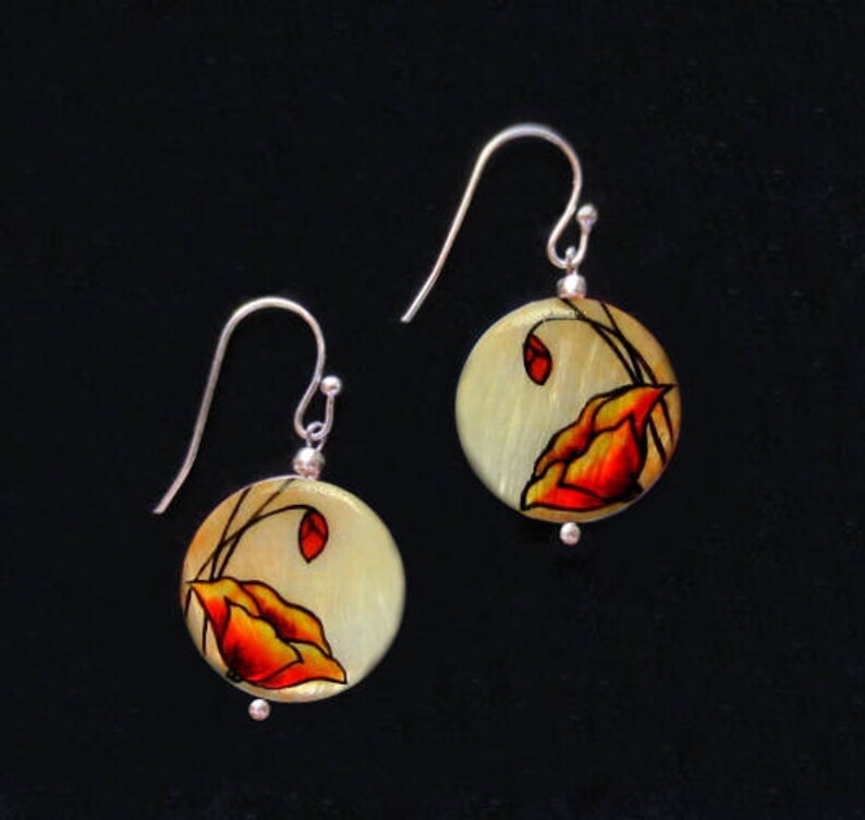 Red Poppy earrings Poppy flower earrings Mothers Day gift Poppy dangle earrings Unique Gifts for Her Gift for mom sister gift for girlfriend