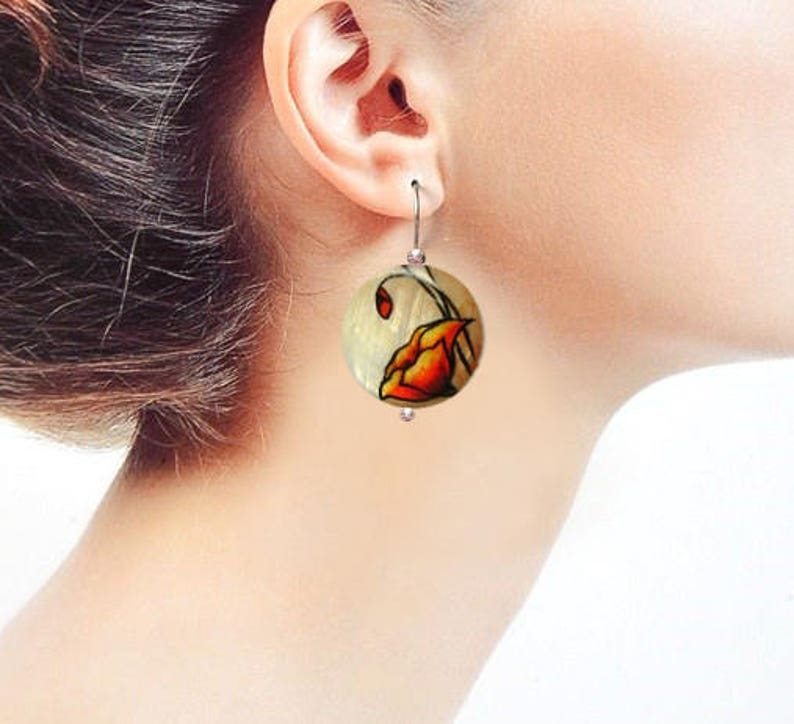 Red Poppy earrings Poppy flower earrings Mothers Day gift Poppy dangle earrings Unique Gifts for Her Gift for mom sister gift for girlfriend