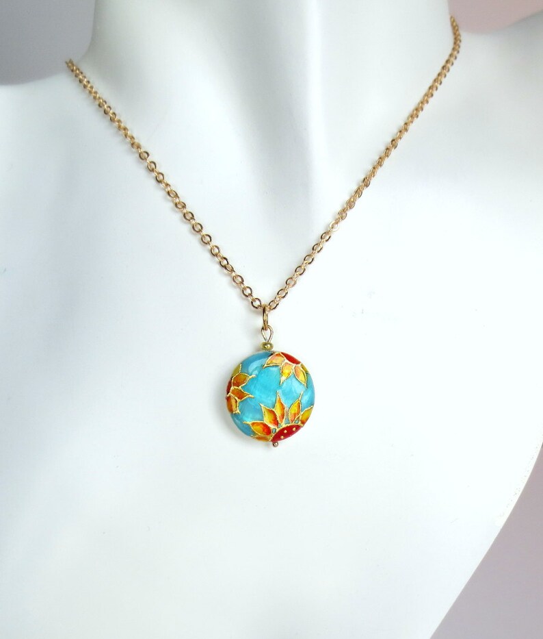 Sunflower Necklace handpainted Sunflower bridesmaid gift Sunflower wedding Floral Jewelry Sunflower pendant Jewelry Sunflower bride