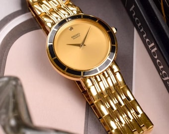 Seiko Men's Perpetual Calendar 18k Gold Bezel & Trim Stainless