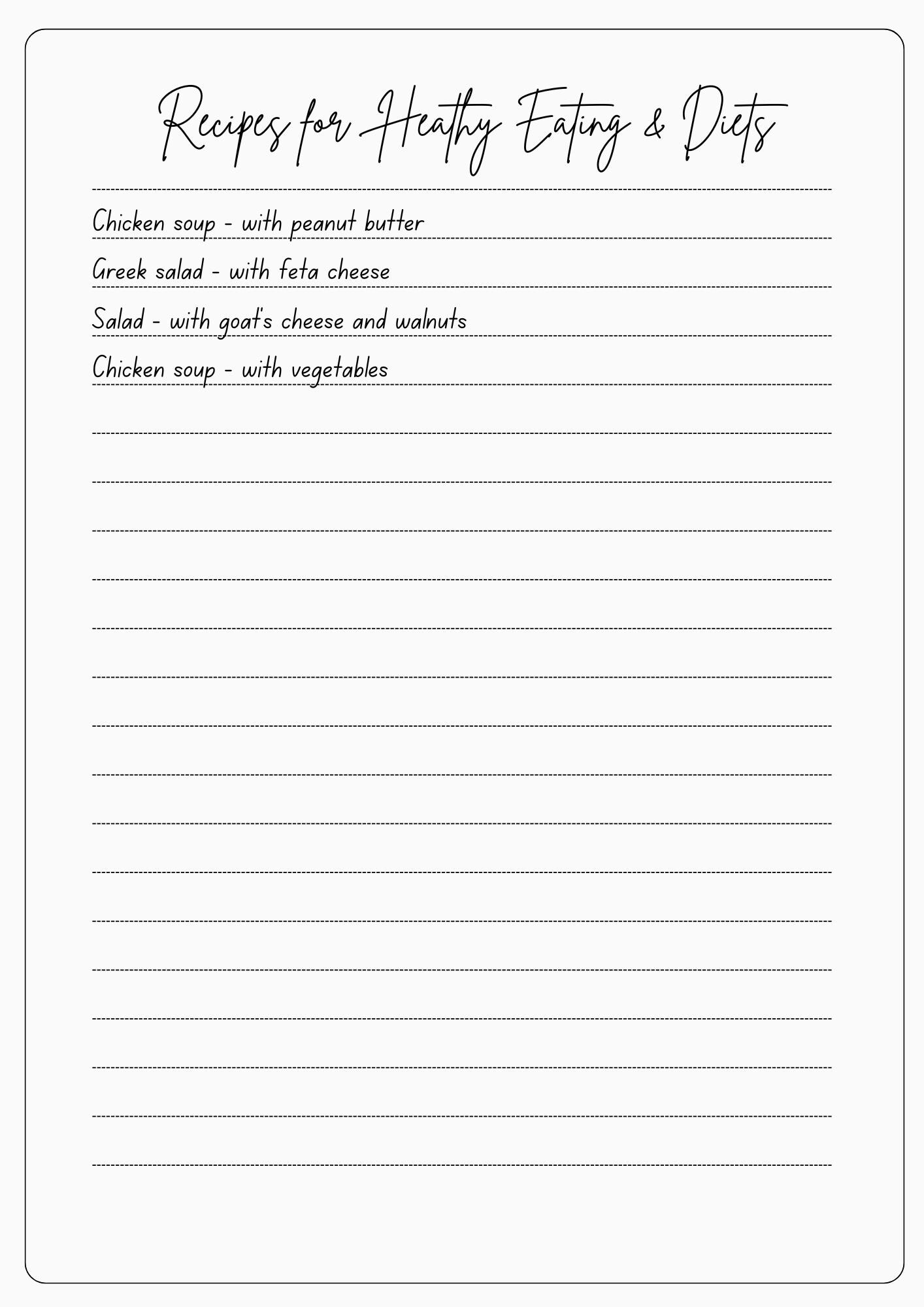 Printable Recipe Card & Meal List Bundle (A4 PDF) - Etsy