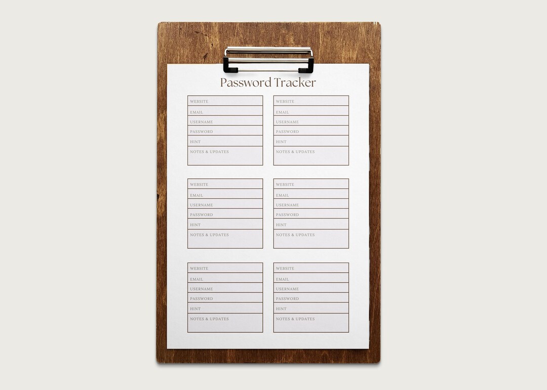 Printable Password Tracker: A4 Password Organizer (PDF Download) - Etsy