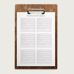 Printable Password Tracker | Digital Password Log | A4 PDF Download | Internet Password Organizer | Password Journal Sheet