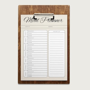 Printable Meal Planer und Lebensmittelliste | Food-Planer PDF | A4 Meal Prep Vorlage | Digitaler Mahlzeit Organizer