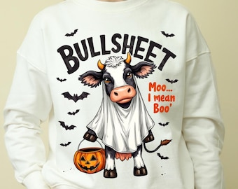 Funny Bull Halloween PNG: Moo I Mean Boo, Farmhouse Graphic (Digital Download