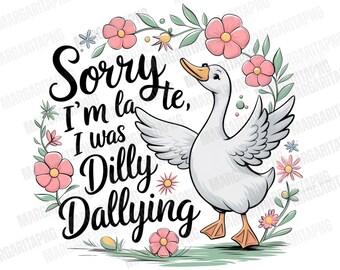 Funny Goose PNG: Sarcastic Retro Floral Design (Digital Download)