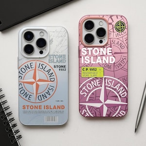 Luxury Stone Island style iPhone Case (12/13/14/15/16 Pro/Max) – Premium Protective Cover – Iconic Badge Design