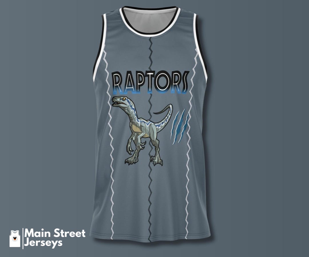 raptors jersey dress Jurassic Raptor Basketball – “blue” Inspired | 90s Toronto Style | Dinosaur Claw Number Design | Gift for Movie Theme jersey dress 90s style
