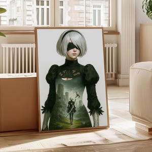 Nier Automata 2B Gaming Poster - Game Art Poster, sci-fi poster, waifu art, Gaming Decor, Gaming Gift, Video Game Print, Gaming Cover