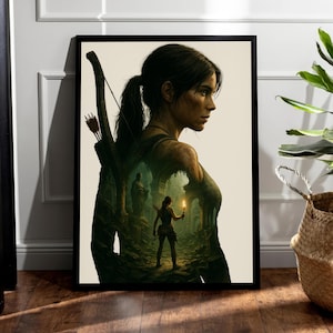 Tomb Raider Lara Croft Video Game Poster - Gaming Wall Art, Strong Female Art, minimal art, Gamer Gift poster, Room Decor gift,