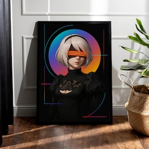 Nier Automata 2B Gamin Gift Wall Art - Video Game Art, Anime Wall Decor Game Art, Girl Wall Art, Gift for Gamers poster, Automata Wall Decor