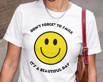 Comfort Colors, Positivity Shirt, Mental Health Awareness Tee, Positive Affirmation Shirt, Smiley Face Shirt, Teacher Shirt, Beautiful Day