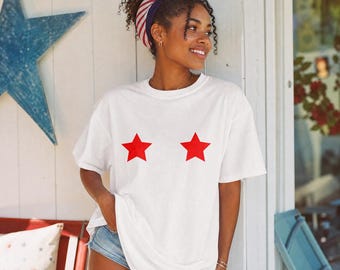 Red Star T-Shirt, Minimalist Patriotic Top, 4th of July Merch