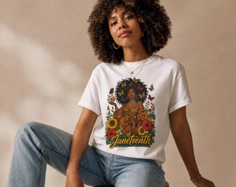 Juneteenth Shirt Women, Black Queen Afro Tee, Black Girl Magic Butterfly Kente